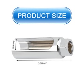 Flygun 1 PC Automotive Sensor Sleeve, 3.58" x 0.61", Gas Sensor Socket with Side Wire Cutouts, Automotive Offset Gas Sensor Removal Tool, Universal for Most Cars (Silver)