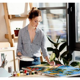 Beach Paint by Numbers Kit for Adults Beginner,Flower Easy Adult Paint by Number Kits on Canvas DIY Painting for Beginners Art by Numbers for Home Wall Decor 16x20 Inch