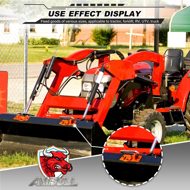 AMBULL 2 Pack Tractor Bucket Hooks with Tie Down Ring,