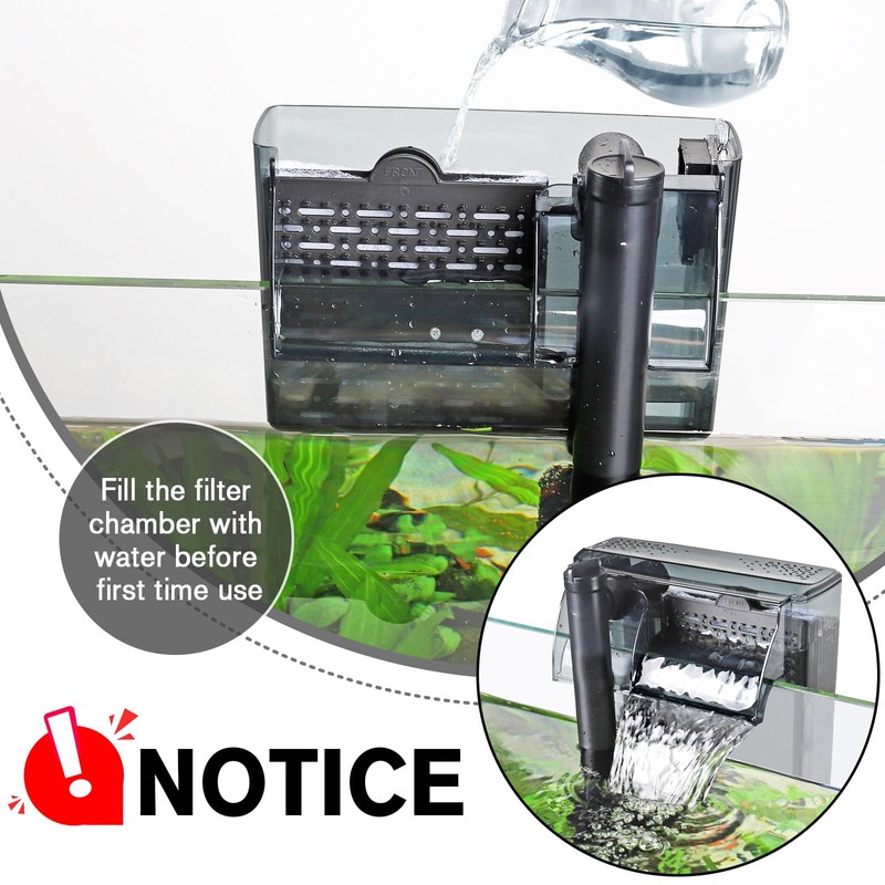 hygger Aquarium HOB Filter 210 GPH for 15-40 Gallon Fish