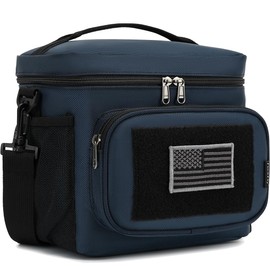 FlowFly Lunch Bag, Insulated Cooler, Thermal Lunch Box Tote with MOLLE/PALS Webbing, Adjustable Padded Shoulder Strap, for Tactical Men Women Adults and Boys Girls Kids (Cyan, Large)