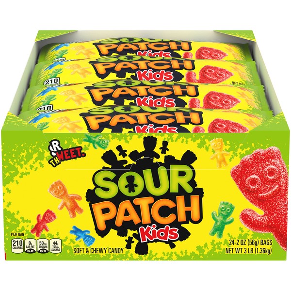 SOUR PATCH KIDS Soft & Chewy Candy, Halloween Candy, 24 - 2 oz Bags