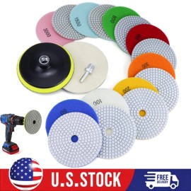Unbranded Diamond Polishing Pads 5 Inch w/ 5/8’’,11 Hook & Loop Backing Pads 50-3000 Grit