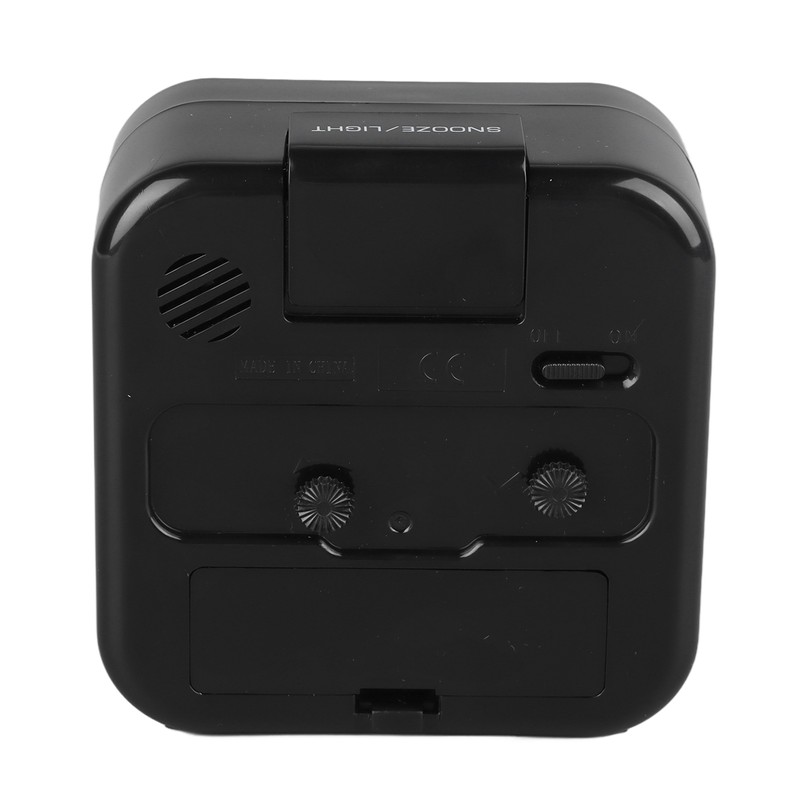 Small Clock Black Alarm Silent Minimalistic Design Snooze with Backlight