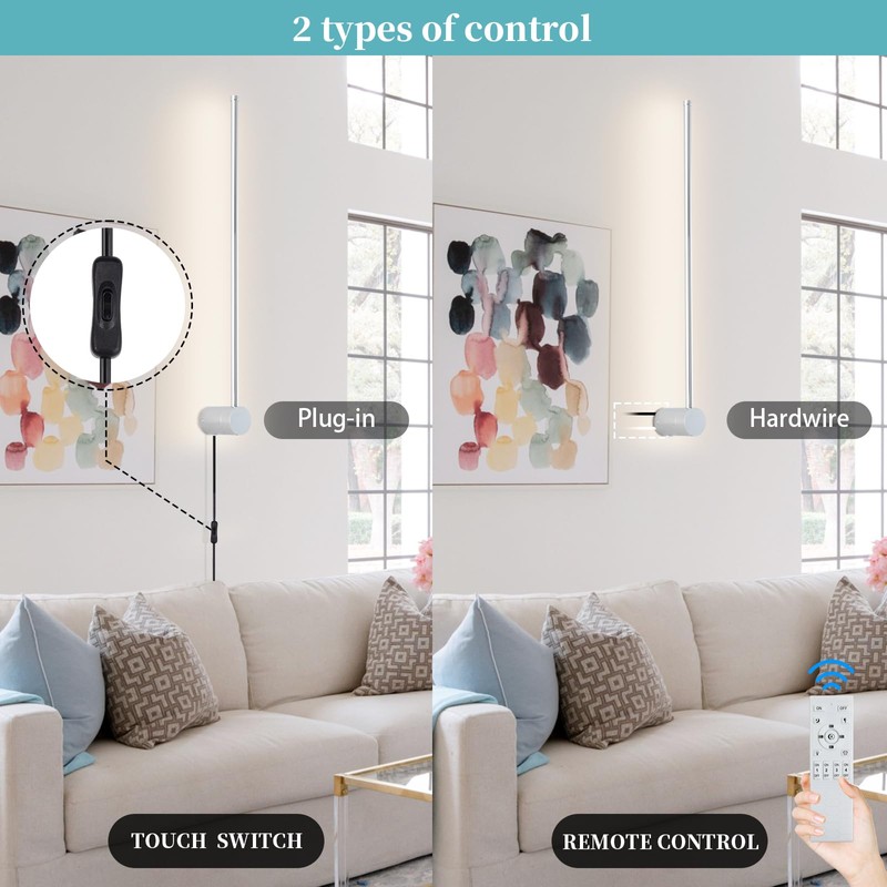 KELUOLY Modern LED Plug in Wall Sconces Set of Two,Chrome