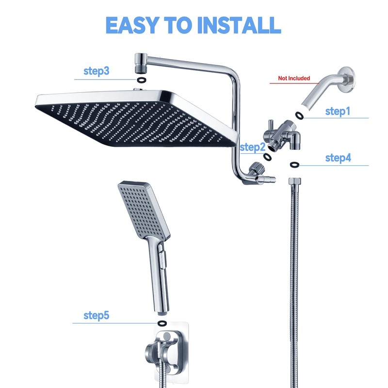 13 Inch Shower Head With Handheld Spray Combo, High Pressure