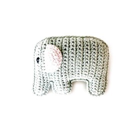 Pebble 200-153 Organic Elephant Rattle, Fair Trade, Machine Washable, 4-inch Length, Teal