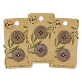 Dritz Round, 23mm, 6 Recycled Leather Buttons, 23 mm, Medium Brown 6 Count