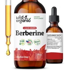 Wild & Organic Berberine Liquid Drops - 500mg Berberine Supplement HCL for Overall Support - Natural Extract Tincture - Vegan, Alcohol & Sugar-Free - 2 fl oz