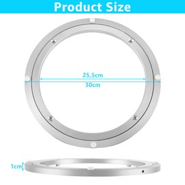 DADAJAVE 12 Inch Aluminium Alloy Turntable Diameter 300 mm Aluminium Swivel Ring Silver, Load Capacity up to 60 kg, Heavy Duty, Swivelling, Lazy Susan, Rustproof Turntable for Rotary Table