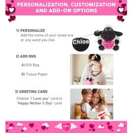 DolliBu Happy Mother's Day Super Soft Plush Black Nose Sheep - Cute Stuffed Animal with Pink Heart Message for Best Mommy, Grandma, Wife, Daughter - 6 Inches
