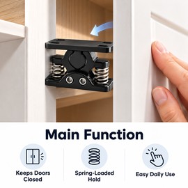 Spring Loaded Double Roller Door Catch Heavy Duty Cabinet Latch Stop with Easy Release for Cupboards, Closets & Furniture