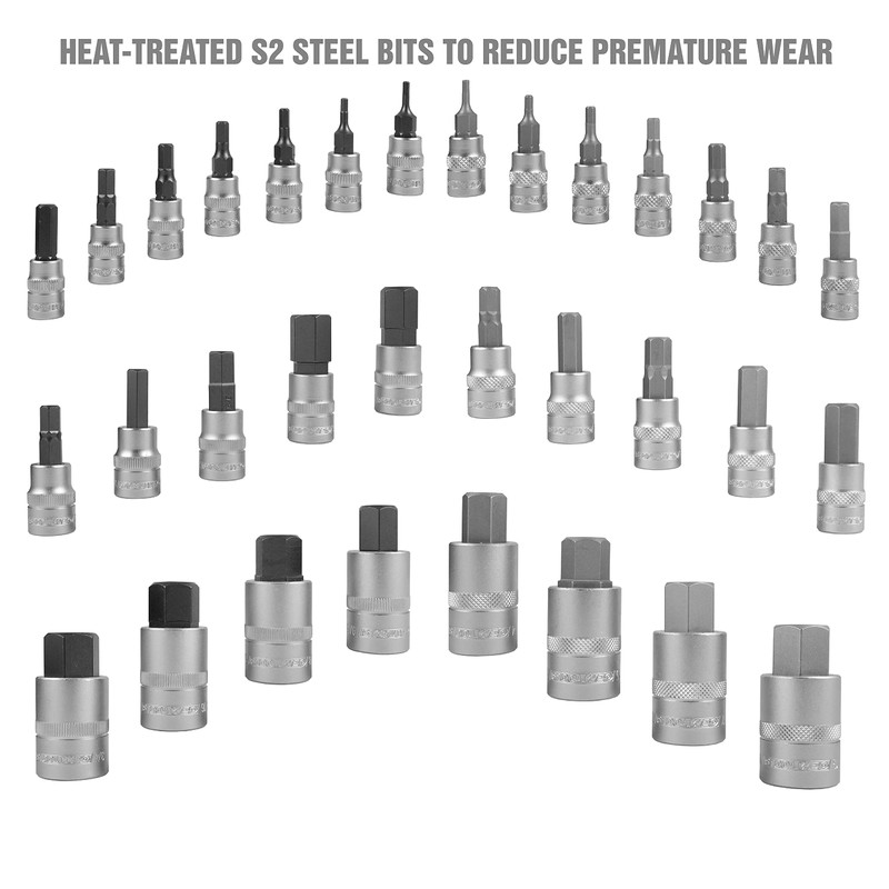 OEMTOOLS 22989 32 Piece Hex Bit Socket Set, SAE and