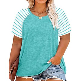 RITERA Plus Size Tops for Women V Neck Blue Star Shirts Casual Long Sleeve Henley Shirts Winter Tunic Blouse