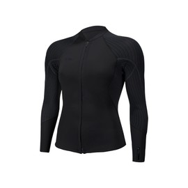 O'Neill Wetsuits Women's Standard Hyperfreak 1.5mm Full Zip Wetsuit Jacket, Black/Black, 6