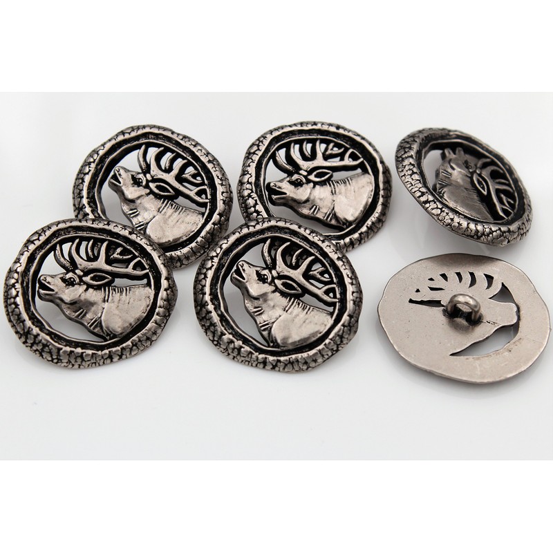 Antique Silver Metal Buttons Eyelet Buttons Deer Costume Buttons Costume