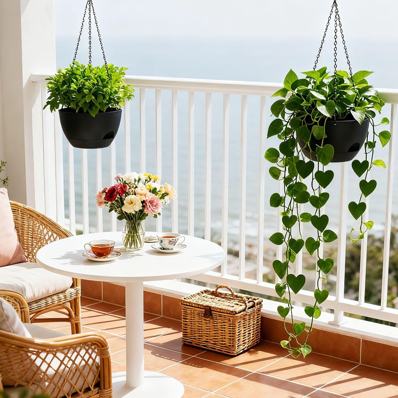 SQKH 8 Inch Hanging Planters for Indoor Outdoor Plants, 4