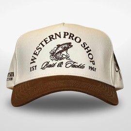 Vintage Western Trucker Hat | Men & Women | Embroidered Trendy Caps | Country Cute Hats for Cowgirls & Cowboys | Camo Denim Cotton Styles | Snapback Fishing Hat (Western Pro Shop | Brown)