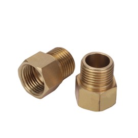 Tranq Sturdy 2 Pcs Brass Reducer Hex Bushing Threaded Pipe Fitting 1/2"G Male to 1/2"G Female - Essential Brass Fitting Pipe Hose Tube Adapter Converter