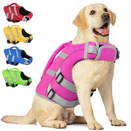 AOFITEE Dog Life Vest for Swimming, High Flotation Dog Life Jacket for Small Dogs, Adjustable Dog Flotation Vest with Rescue Handle, Reflective Dog Swimming Vest Swimsuit for Small Medium Large Dogs