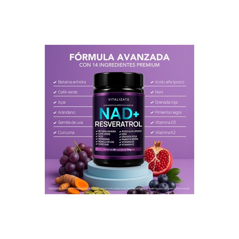 Nad Resveratrol Suplemento Ingredientes Complejo Incluye Betaina Acido Alfa Lipoico