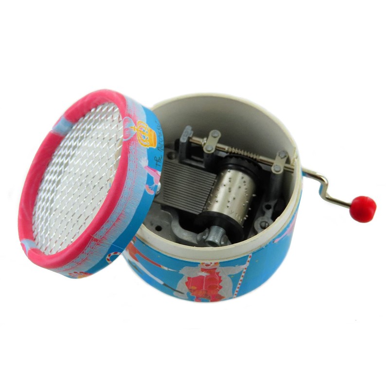 Round Music Box/Music Box with Hand Crank Made of Cardboard