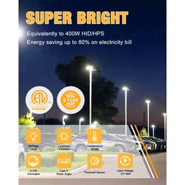 JC-LGL 480V LED Parking Lot Light, 150W LED Shoebox Light AC 277-480V for Round or Square Pole, Dusk to Dawn LED Parking Lot Light with Adjustable Arm for Parking Lot Sports Stadium