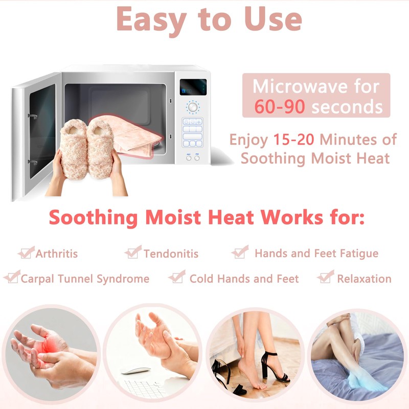 Microwavable Gloves for Arthritis & Microwavable Slippers Set, Moist Heat