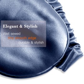Mulberry Silk Eye Mask Sleep Mask for Women, Sleeping Mask for Women Men, Night Blindfold Blackout Covers, Travel Yoga Camping Restoration Masks, Comfort and Relax Silk Eye Mask, Navy Blue