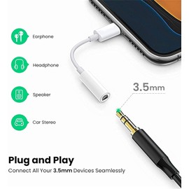 2 Pack [Apple MFi Certified] Apple Lightning to 3.5 mm Headphone Jack Adapter, iPhone to 3.5mm Headphone/Earphone Aux Audio Converter Adapter Dongle Cable for iPhone 14 13 12 11 Pro Max XS XR X 8 7 6