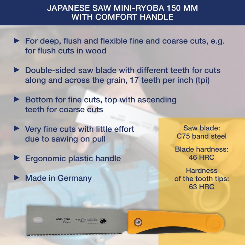 Augusta-Heckenrose Japanese Saw Mini-Ryoba - Traditional Saw with Ergonomic 2-Component