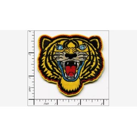 Patchwork Paradise Yellow Tiger Face Embroidered Iron On Patch DIY Applique