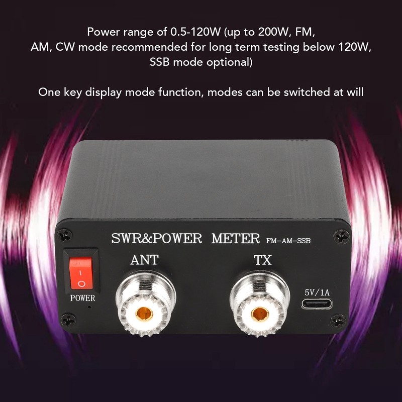 Standing Wave Meter Aluminium Alloy Digital Display 1.8‑50MHz FM AM
