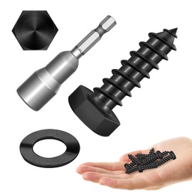 (12Sets) 3/8" x 1-1/4" Hex Head Lag Bolts, Heavy Duty Lag Screws with Washers, 304 Stainless Steel Bolts 18-8, Lag Screws Wood Screws, Partial Thread Black Oxide, 3/8 Bolt by Mywish