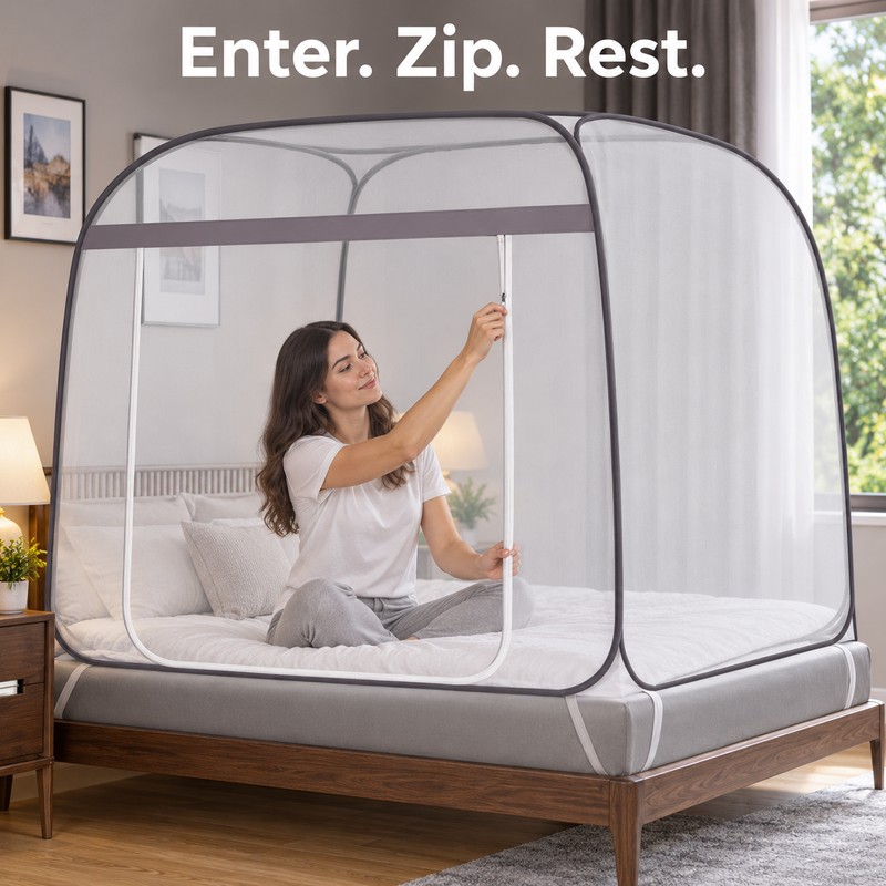Portable Yurt Mosquito Net for Single or Double Bed –