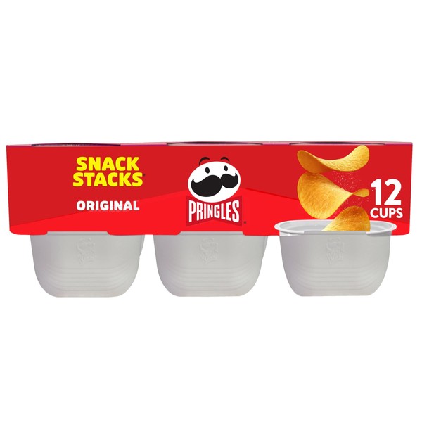 Pringles Snack Stacks Potato Crisps Chips Cup, Original Flavored, 12 Count