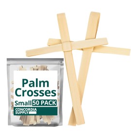 Concordia Supply Palm Crosses - 5" x 2.5" Dried African, Hand Held Cross Made with Palm Leaves for Palm Sunday, Easter, Children's Ministry & Other Church Events (Small, Pack of 50)