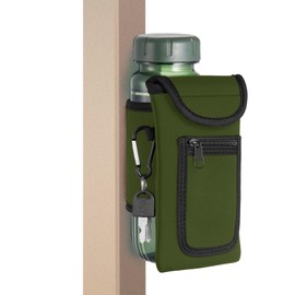 Yungyan 1 Pcs Magnetic Gym Bag Magnetic Water Bottle Pouch Sleeve Water Bottle Holder Gym Accessories Water Bottle Sleeve with Pocket for Key Cell Phones Card Headphone Wallet Storage (Army Green)