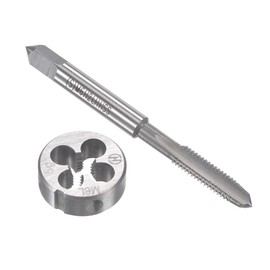 TOP-VIGOR M6 x 1mm Metric Left Hand Tap and Die Set, Machine Thread Tap with Round Threading Die for Making or Repairing Threads on Iron, Copper, Steel and Other Metal Materials