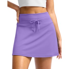 Soothfeel - Faldas de tenis para mujer, falda atlética de cintura alta, con pantalones cortos, bolsillo para pickleball, entrenamiento, correr, casual, Lavanda, XX-Small