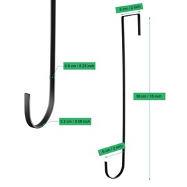 15 Inch Christmas Wreath Hanger Hooks Over Door Metal Hooks Practical Clothes Towel Hanger Hooks for Christmas Front Door Decorations (Black,4 Pieces)