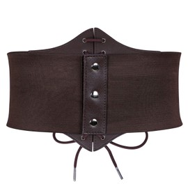 JasGood Women's Corset Belt Lace-Up Corset Elastic Wide Band Tied Waspie Waist Belt Waist Belt for Women, coffee