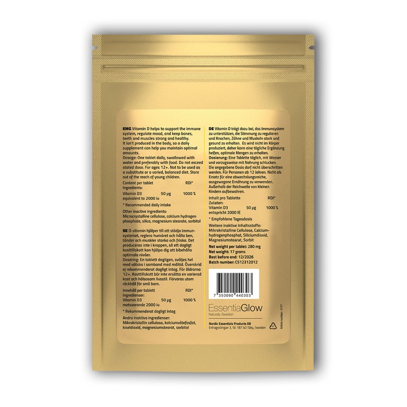 180 Vegan Vitamin D Tablets | 2,000 iu per Serving