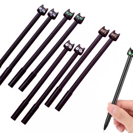 Omeblos Black Cat Gel Pens, Cute Animal Gel Pens, Fine Point 0.5mm Black Ink Gel Rollerball Pens, Kawaii Cat Pens, Cute Kitty Fun Ball Point Pens for Girls Kids School Office Supplies