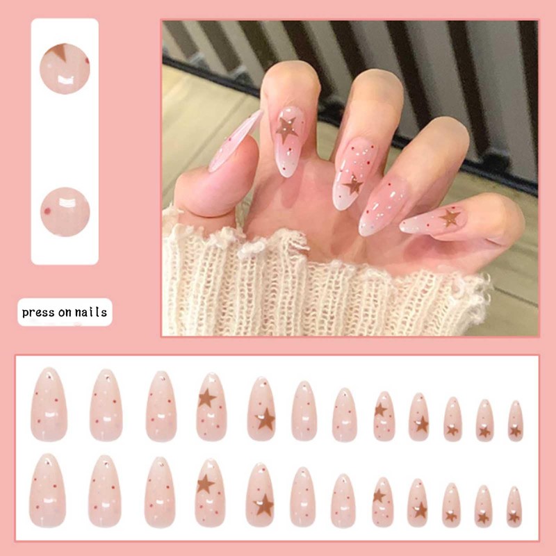 Hkanlre Cute Fake Nails Tips Dot Press on Nails Full
