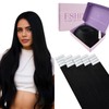 Fshine Black Tape in Hair Extensions Human Hair 22 Inch