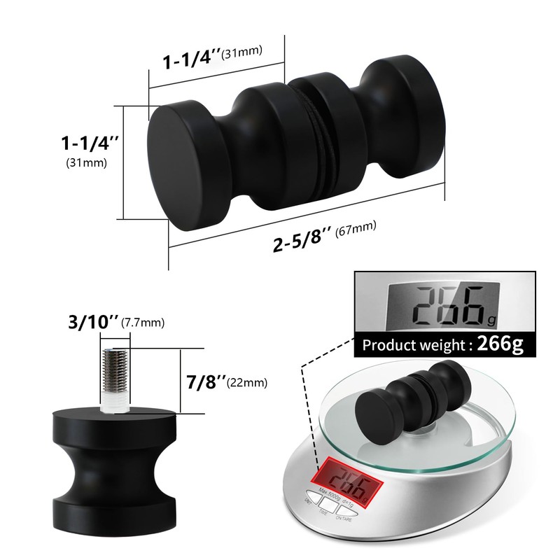 CKB Shower Glass Door Knob, Double Sided Pull Handle for