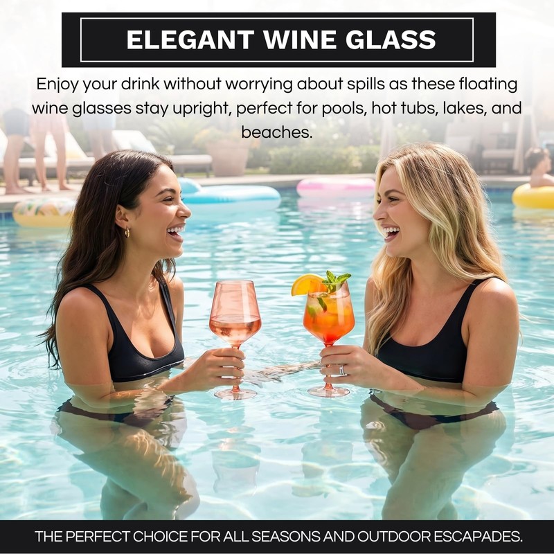 Floating Wine Glasses for Pool (18 Oz | Set of