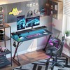 TIQLAB Gaming Desk with Power Outlets & LED 40 Inch