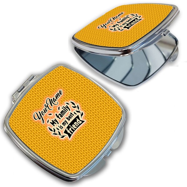 Bleu Reign Compact Personalized Pocket Mirror Custom Name Yellow Zig